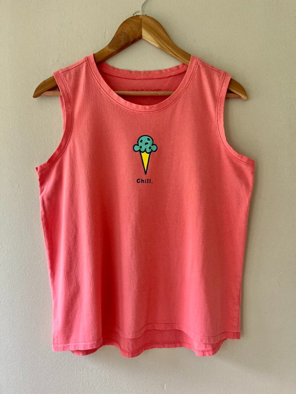 Life is Good Sz‎ M Coral Pink Tank top Pullover Cotton